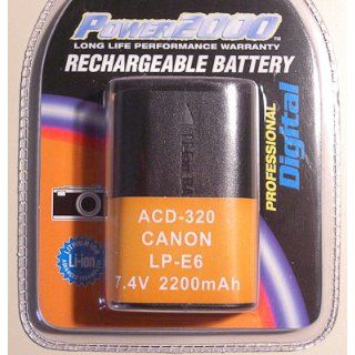 Power2000 LP E6 Replacement Lithium Ion Battery, 7.4 volt 2200mAh, for Canon EOS 5D Mark II & 7D Digital Cameras : Camera Power Supplies : Camera & Photo