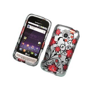 LG Optimus M MS690 C LW690 Red Flower Glossy Cover Case: Cell Phones & Accessories