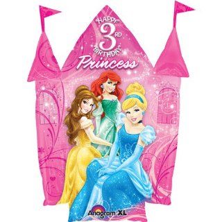 Disney Princess Happy 3rd Birthday 26" Balloon Pink Castle Shape with Belle A: Toys & Games