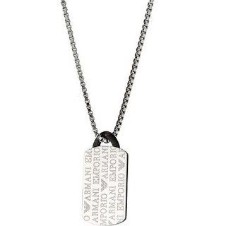 Emporio Armani EGS1156 Men's Silver Tone Stainless Steel Dog Tag Necklace