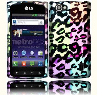 Bright Colorful Leopard Design Hard Case Cover for LG Optimus M+ MS695: Cell Phones & Accessories