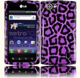 Purple Leopard Design Hard Case Cover for LG Optimus M+ MS695: Cell Phones & Accessories