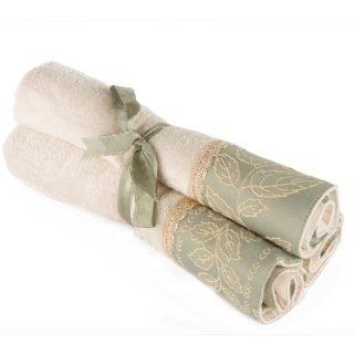 3 Pack fingertip towels   Leaves Sage on an Ivory towel base & Gold lace trim   Size 11x17   100% Pure Cotton Soft Velour with elegant fabric appliqu   Decorative Guest Towels make excellent gifts all year, even Christmas and holidays   Save 75%  