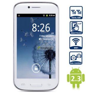 i699 2.3 Smartphone with 4.0 inch WVGA Screen Dual SIM MTK6515 1GHz Analog TV WiFi   White: Cell Phones & Accessories