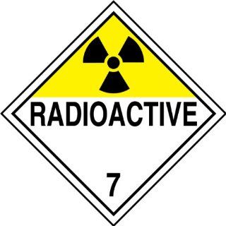 Accuform Signs MPL701VS1 Adhesive Vinyl Hazard Class 7 DOT Placard, Legend "RADIOACTIVE 7" with Graphic, 10 3/4" Width x 10 3/4" Length, Black on Yellow/White: Industrial Warning Signs: Industrial & Scientific