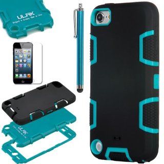 Pandamimi ULAK(TM) Full Protection Hybrid 3 Layer Silicone Armor Hard Inner Case Cover for iPod Touch Generation 5 with Screen Protector and Stylus (Black & Blue  silicone outter shell): Cell Phones & Accessories
