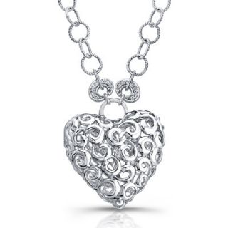Élan Jewelry Sterling Silver Heart Brilliant Diamond Pendant Necklace