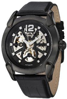 Stuhrling Original Men's 725.02 Gen X Axial Automatic Skeleton Black Leather Band Watch at  Men's Watch store.