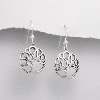 Unusual Celtic Tree of Life Ornate .925 Sterling Silver Dangle Earrings: Jewelry