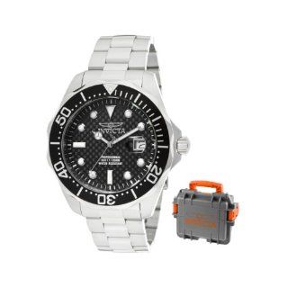 Invicta Men's 12562 Pro Diver Black Carbon Fiber Dial Stainless Steel Watch with Grey/Orange Impact Case Watches