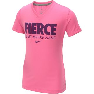 NIKE Girls Fierce Is My Middle Name Short Sleeve T Shirt   Size Small, Pink