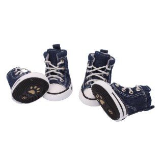 Pet Dog Puppy Nonslip Canvas Sport Shoes Sneaker Boots Rubber Sole Size 5 Blue  Boots For Dogs 