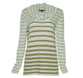 Jones New York Signature Womens Gold Striped Long Sleeve Sweater XL Pullover Sweaters