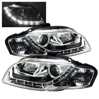 Audi A4 05 06 07 08 Projector Headlights with LED Eyelashes   Chrome (Pair): Automotive