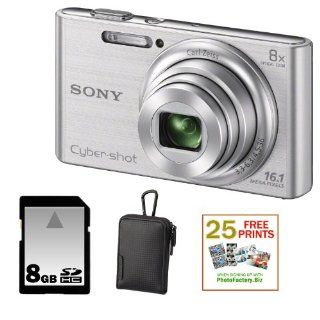 Sony DSCW830 DSCW830 W830 20.1 Digital Camera with 2.7 Inch LCD (Silver) + Sony Flip Style Case Black + Sony 16GB SDHC/SDXC Memory Card + Focus 5 Piece Deluxe Cleaning and Care Kit + Accessory Kit : Point And Shoot Digital Camera Bundles : Camera & Pho