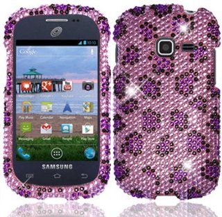 For Samsung Galaxy Discover S730g Full Diamond Bling Cover Case Purple Leopard Accessory Cell Phones & Accessories