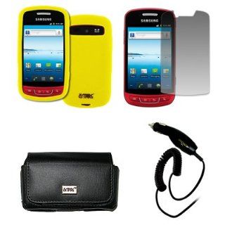 EMPIRE Samsung Admire R720 Black Leather Case Pouch with Belt Clip and Belt Loops + Yellow Silicone Skin Cover Case + Screen Protector + Car Charger (CLA) [EMPIRE Packaging]: Cell Phones & Accessories