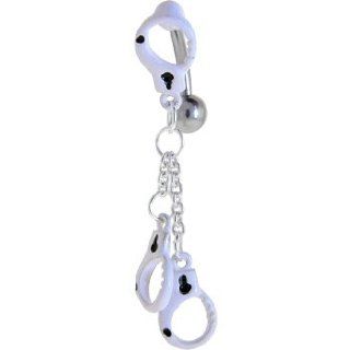 Top Dangle WHITE HANDCUFFS Dangle Belly Ring: Piercing Rings: Jewelry