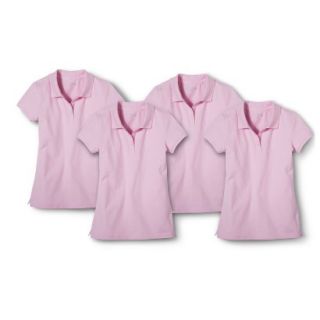Cherokee Girls School Uniform 4 Pack Short Sleeve Pique Polo   Woodrose Pink L