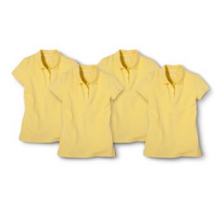 Cherokee Girls School Uniform 4 Pack Short Sleeve Pique Polo   Pongee Tint L