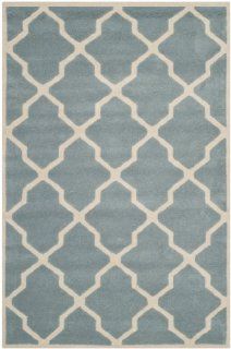 Safavieh CHT735B Chatham Collection Wool Hand Tufted Area Rug, 3 Feet by 5 Feet, Blue and Ivory  