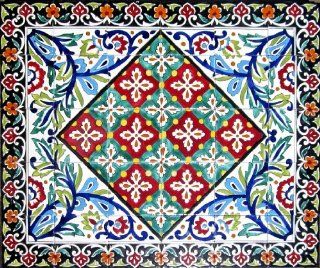 Decorative Ceramic Tiles: Hand Painted Mosaic Murals Kitchen Bathroom Pool Patio Wall Art 36 Inch x 30 Inch  