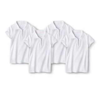 Cherokee Girls School Uniform 4 Pack Short Sleeve Pique Polo   True White XL