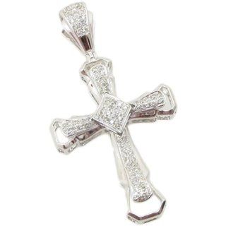 Mens 14k White Gold 0.49ctw diamond Fancy gold and diamond cross 37847S 25 mm wide and 49 mm tall: AM: Jewelry