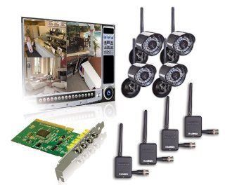 Lorex QLR464WB 4 Channel PCI DVR Card with 4 Digital Wireless Indoor/Outdoor Night Vision Camera (Black) : Complete Surveillance Systems : Camera & Photo