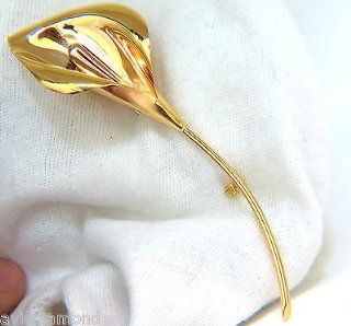 Avis Diamond 14KT Italy Huge 3D Real Life Lilly Brooch Pin Jewelry
