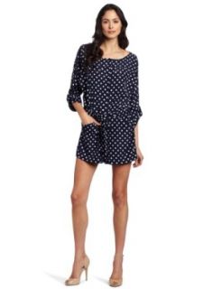 Vince Camuto Women's Polka Dot Roll Tab Romper, Blue Night, X Small at  Womens Clothing store