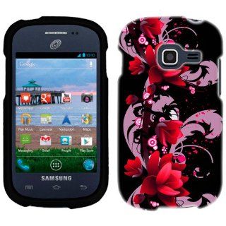 Samsung Galaxy Centura Red Flower on Black Phone Case Cover: Cell Phones & Accessories