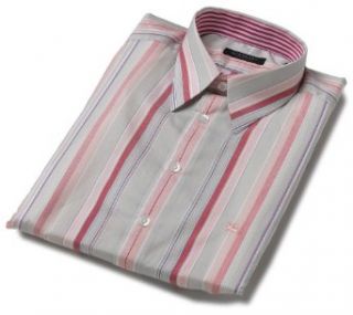 Burberry Men's Spread Collar Dress Shirt, Grey/Pink Pinstripe, Size Large at  Mens Clothing store