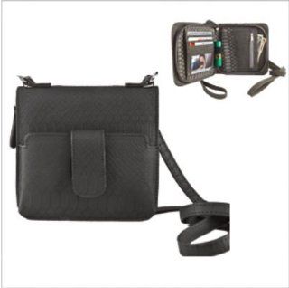 Sanis Black Deluxe Snake Skin Design Cross Body Bag or Wristlet Phone Case Wallet Holds iPhone, Blackberry, Smart Phone, Credit Cards & Cash: Electronics