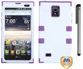 Lg Spectrum 2 VS930 Tuff Hybrid Phone Protector Cover Case with ApexGears Stylus Pen (White/Purple): Cell Phones & Accessories