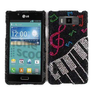 ACCESSORY BLING STONES COVER CASE FOR LG SPLENDOR / VENICE US 730 MUSIC NOTES PIANO: Cell Phones & Accessories
