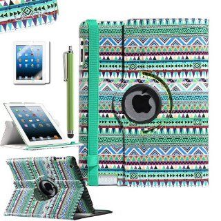 Pandamimi ULAK(TM) Aztec Tribal 360 Degree Rotating Pu Leather Case Cover Stand for Apple Ipad 2 3 4 W/Screem Protector/Touch Stylus(Green): Computers & Accessories