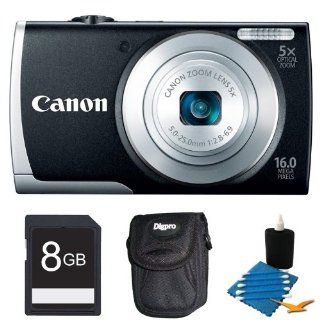 Canon PowerShot A2600 Black 16MP Digital Camera 8GB Bundle   Includes camera, 8GB Secure Digital SD Memory Card, Ultra Compact Digital Camera Deluxe Carrying Case, 3pc. Lens Cleaning Kit : Digital Camera Accessory Kits : Camera & Photo