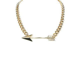 Women Fashion Trendy Gold Arrow Friendship Symbol Chain Link Necklace: Jewelry