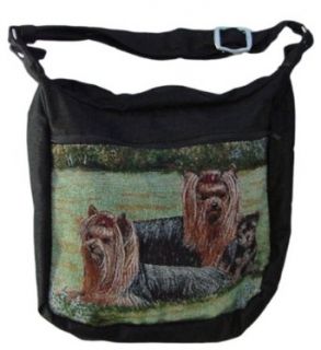 Gone Doggin Women's Yorkshire Terrier Shoulder Bag Black Cotton One Size: Shoulder Handbags: Shoes