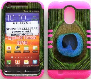 Double Impact Hybrid Cover Case Peacock Design Snap on Over Pink Soft Silicone Samsung S2 Galaxy Epic 4g Touch D710 R760 for Sprint/boost Mobile/virgin Mobile/us Cellular: Cell Phones & Accessories