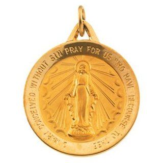 25.00 Mm 14K Yellow Gold Miraculous Medal: Engagement Rings: Jewelry
