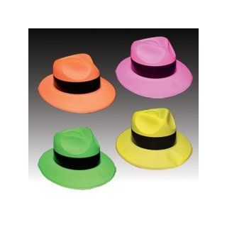 Neon Orange Plastic Gangster Fedora Costume Novelty Hat: Everything Else