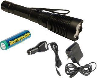 Ultimate Arms Gear Tactical 180+ Lumens Rechargeable L.E.D. With Strobe Feature Military Flashlight Police Security Shotgun Rifle Paintball Airsoft LED Light Kit Includes: Rapid AC Wall Charger, Rapid DC Car Charger, Rechargeable Battery, Serrated Self Def