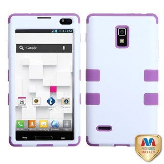 MyBat LGP769HPCTUFFSO029NP Rugged Hybrid TUFF Case for LG Optimus L9/Optimus 4G   Retail Packaging   Ivory White/Electric Purple: Cell Phones & Accessories