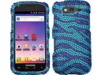 Blue Zebra Bling Rhinestone Diamond Crystal Faceplate Hard Skin Case Cover for Samsung Galaxy Blaze 4G SGH T769 w/ Free Pouch: Cell Phones & Accessories
