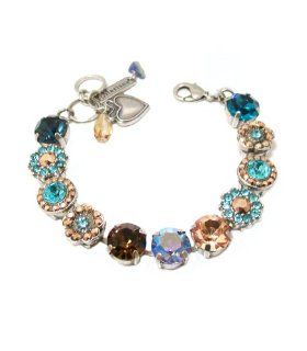Mariana Antique Silver Plated "Blue Suede Shoes" Collection Swarovski Crystal Tennis Bracelet with Flowers Mariana Jewelry Jewelry