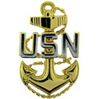 U.S. Navy USN Fouled Anchor Pin Gold & Silver Plated 1 1/4": Toys & Games