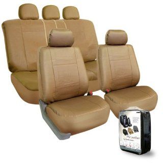 FH PU002 1115 Classic Exquisite Leather Car Seat Covers, Airbag compatible and Split Bench, Solid Black color: Automotive