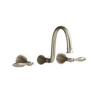 Kohler KT3434M2BZ Finial Traditional Wall Mount Bathroom Sink Faucet Trim with Lever Handles, Oil Rubbed Bronze   Touch On Bathroom Sink Faucets  